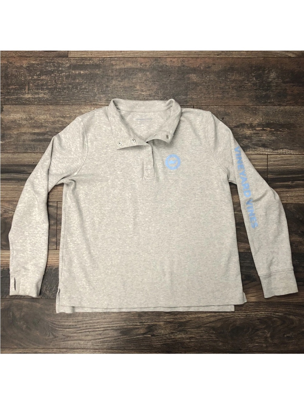 Vineyard Vines Women's Large Gray 1/4 Snap Button Up Cotton Pullover Whale Logo